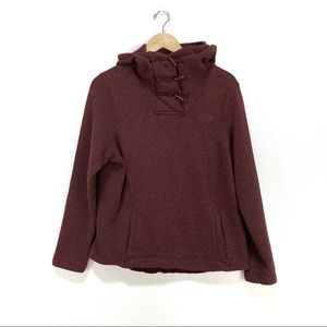 The North Face Crescent‎ Hooded Pullover Rust Red Fleece Jacket Women’s Sz Large
